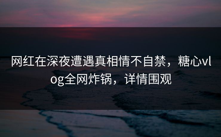 网红在深夜遭遇真相情不自禁,糖心vlog全网炸锅,详情围观 网红在深夜遭遇真相情不自禁,糖心vlog全网炸锅,详情围观