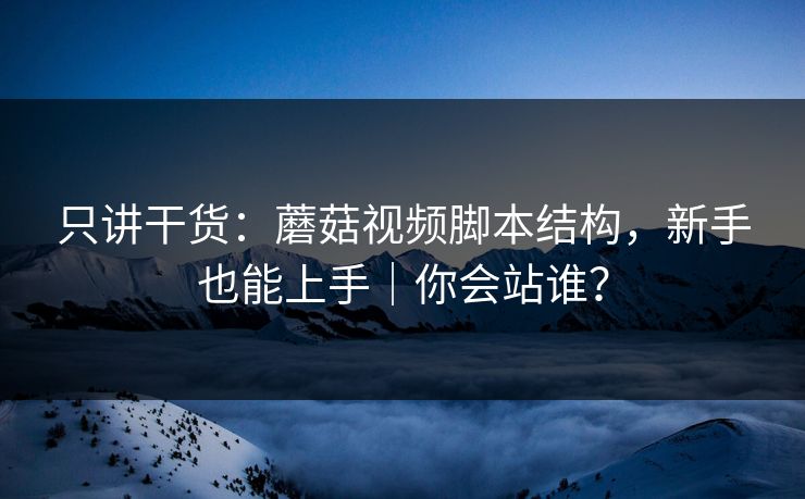 只讲干货：蘑菇视频脚本结构，新手也能上手｜你会站谁？