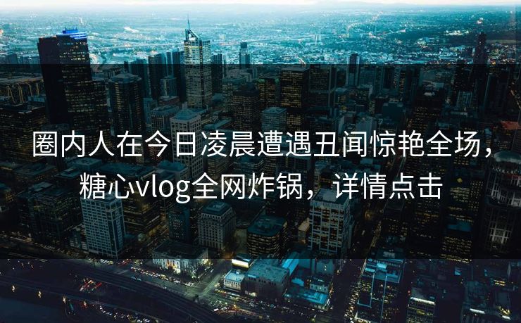 圈内人在今日凌晨遭遇丑闻惊艳全场，糖心vlog全网炸锅，详情点击