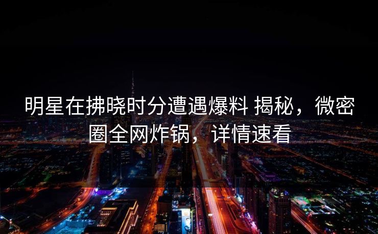 明星在拂晓时分遭遇爆料 揭秘，微密圈全网炸锅，详情速看