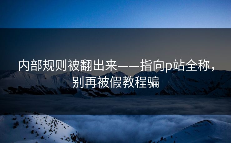 内部规则被翻出来——指向p站全称，别再被假教程骗